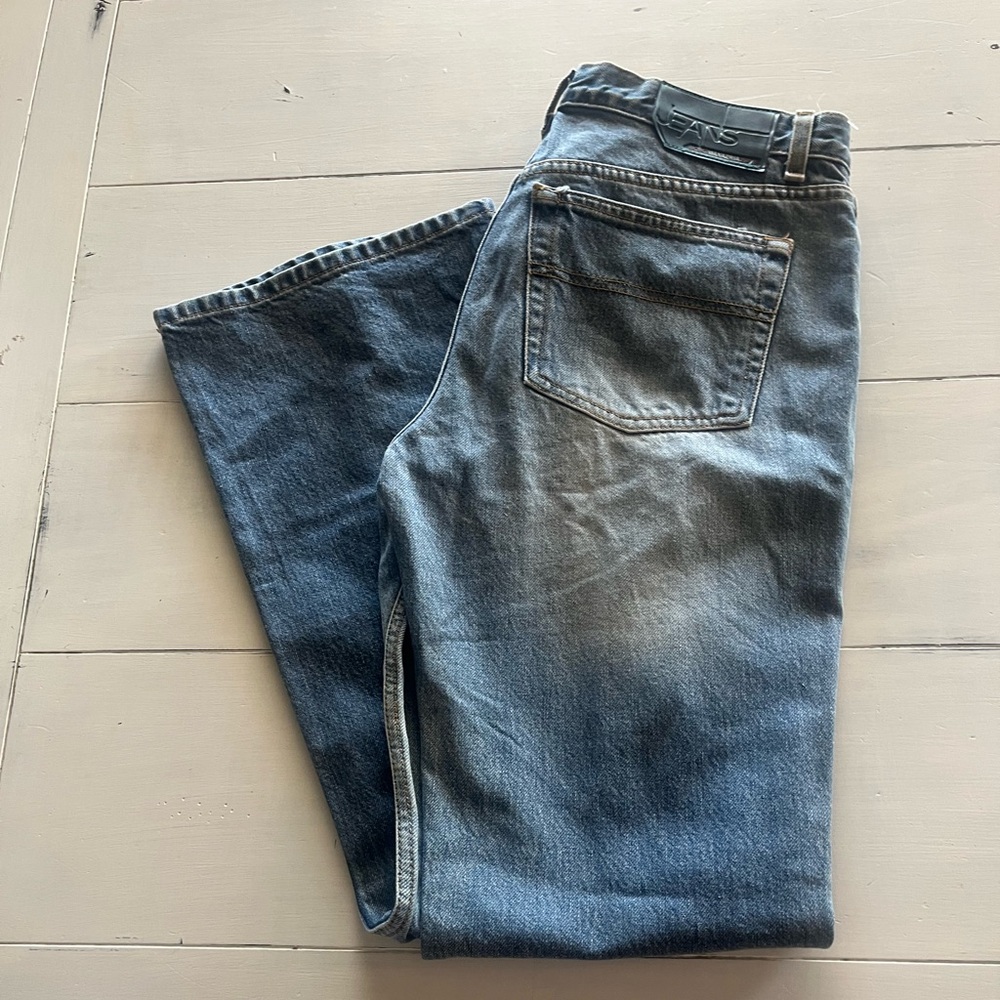 BCBGMaxAzria Blue Straight Jeans Classic Style Vintage 100% Cotton Size 11/12